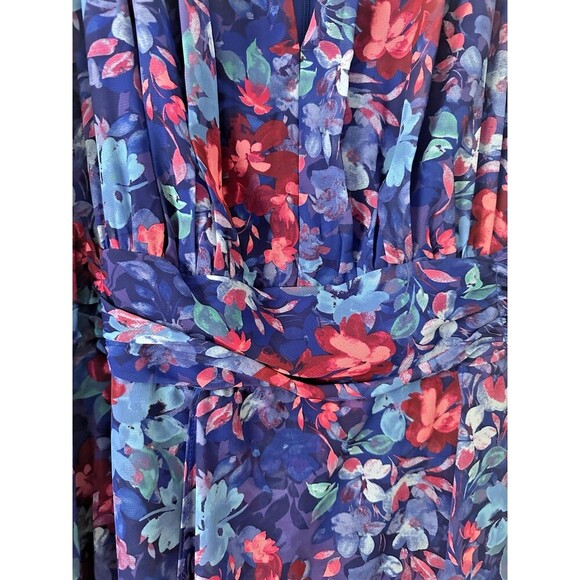 R & M Richards Women's Plus Size Floral-Print Ruffled Maxi Dress Royal Blue 22W - Picture 8 of 12